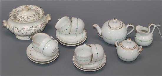 A dolls teaset and a similar tureen